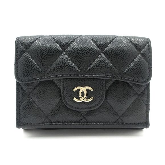 Chanel Trifold Wallet Black Matelasse